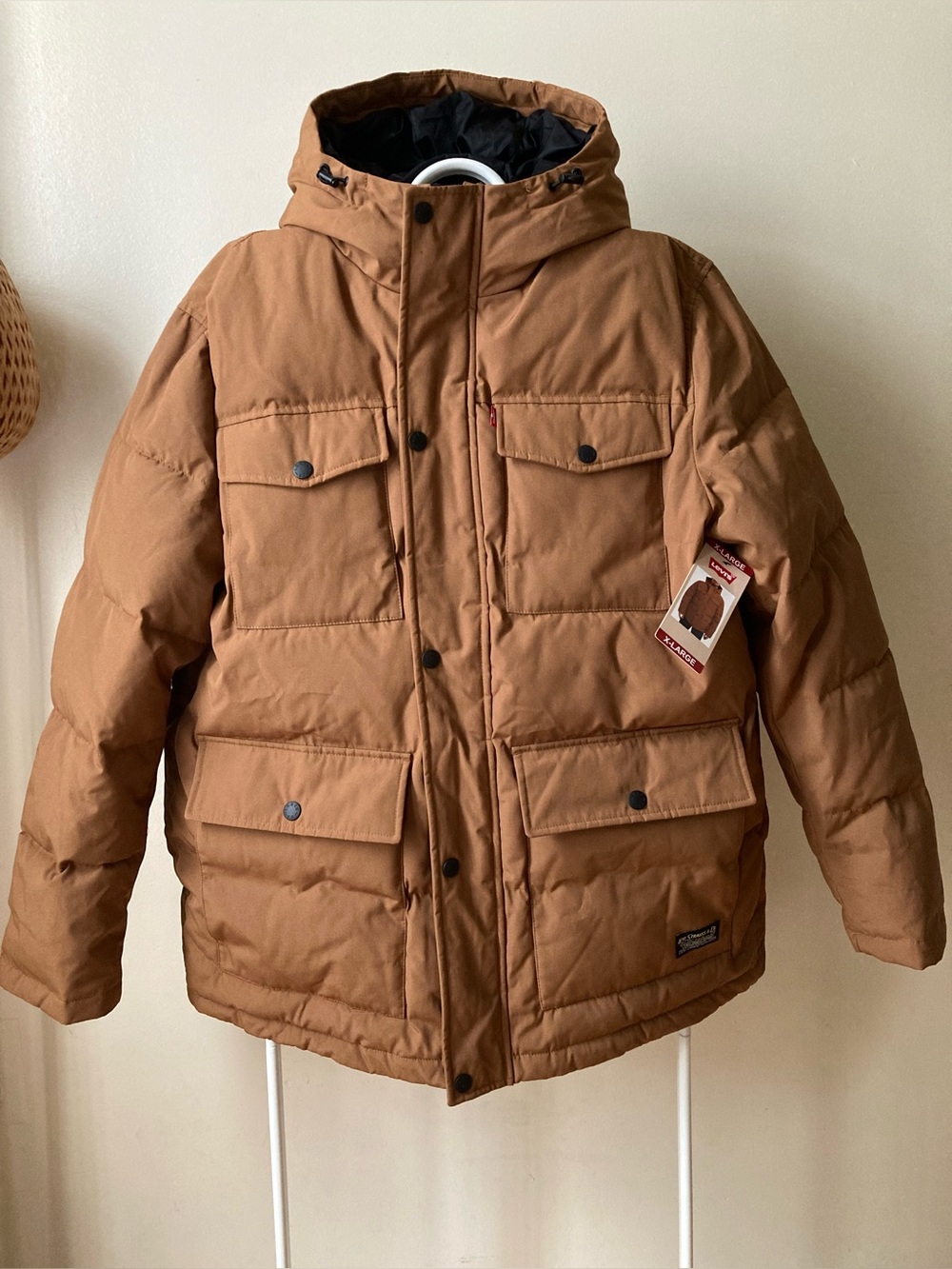 Levi's Caramel Brown Hooded Puffer Jacket